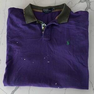 Purple XXL Polo Ralph Lauren Paint SplatterMen's Polo Shirt